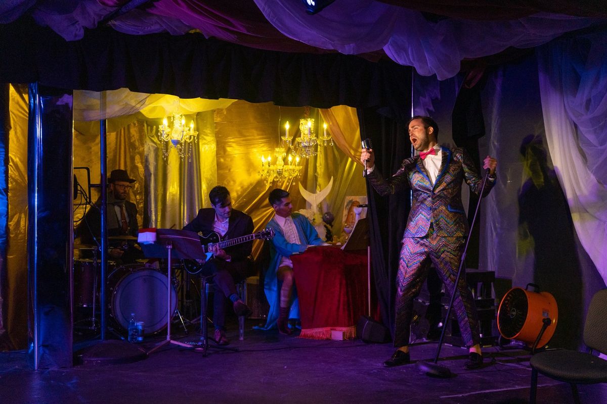 Justin Locklear as Bippy Bobby and the Boo Band in "The Bippy Bobby Boo Show" by the Danielle Georgiou Dance Group. From 2019. Photo by Zane Pena. Justin Locklear as Bippy Bobby and the Boo Band in "The Bippy Bobby Boo Show" by the Danielle Georgiou Dance Group. From 2019. Photo by Zane Pena.