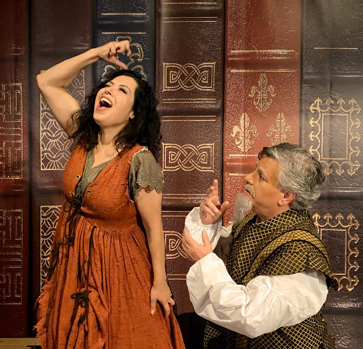 Sandra Bengochea and Stephen Guggenheim as Aldonza and Quixote. Sandra Bengochea and Stephen Guggenheim as Aldonza and Quixote.