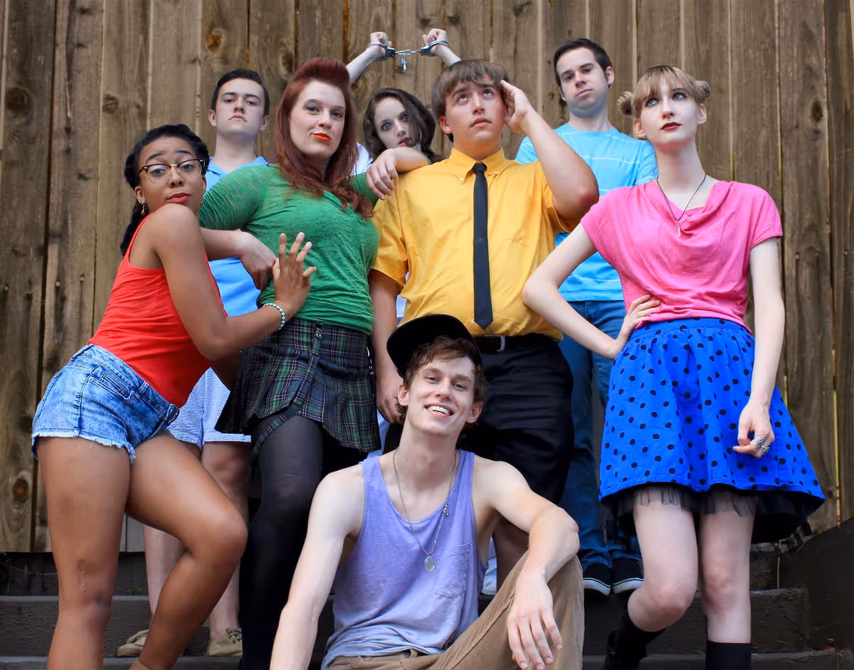 Cast of Kangagirl Productions' "Dog Sees God: Confessions of a Teenage Blockhead."
Left to right: Veronica Kelly, Campbell Gilliland, Julianne Snyder, Rachel Comeau, Christopher Walen, Chris Metz, Madeleine Elise and Zachary Lane. Photo credit: Jocelynn White Cast of Kangagirl Productions' "Dog Sees God: Confessions of a Teenage Blockhead."
Left to right: Veronica Kelly, Campbell Gilliland, Julianne Snyder, Rachel Comeau, Christopher Walen, Chris Metz, Madeleine Elise and Zachary Lane. Photo credit: Jocelynn White