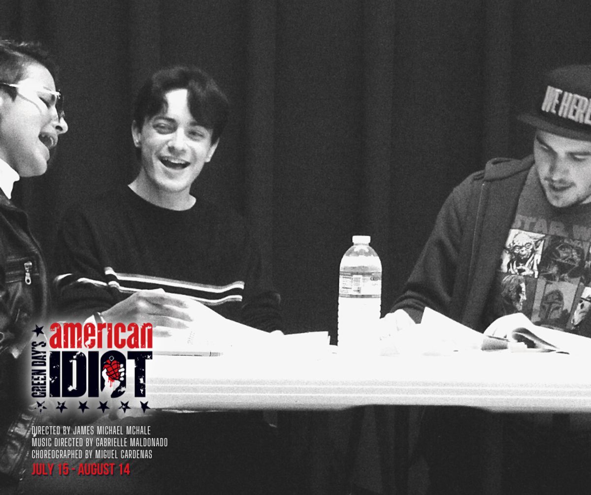 Sophia Barajas, Wyatt Hatfield, and Jack Aitken during the first read-through of  "Green Day's American Idiot" Directed by James Michael McHale, running July 15- August 14 at Chance Theater in Anaheim, CA.