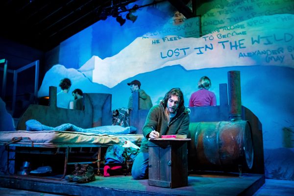 The Encore Musical Theatre Company opens the developmental premiere of INTO THE WILD on April 14th.
Based on the novel of the same name by Jon Krakauer, and ‘Back to the Wild’ by the Christopher J. McCandless Foundation, INTO THE WILD is written by Janet Allard (Book and Lyrics) and Niko Tsakalakos (Music and Lyrics). It is directed by Mia Walker, music directed by Tyler Driskill, with orchestrations by Brian Usifer, vocal arrangements by Angelique Mouyis, and stars Conor Ryan as Christopher McCandless.
All photos by Michele Anliker. 4