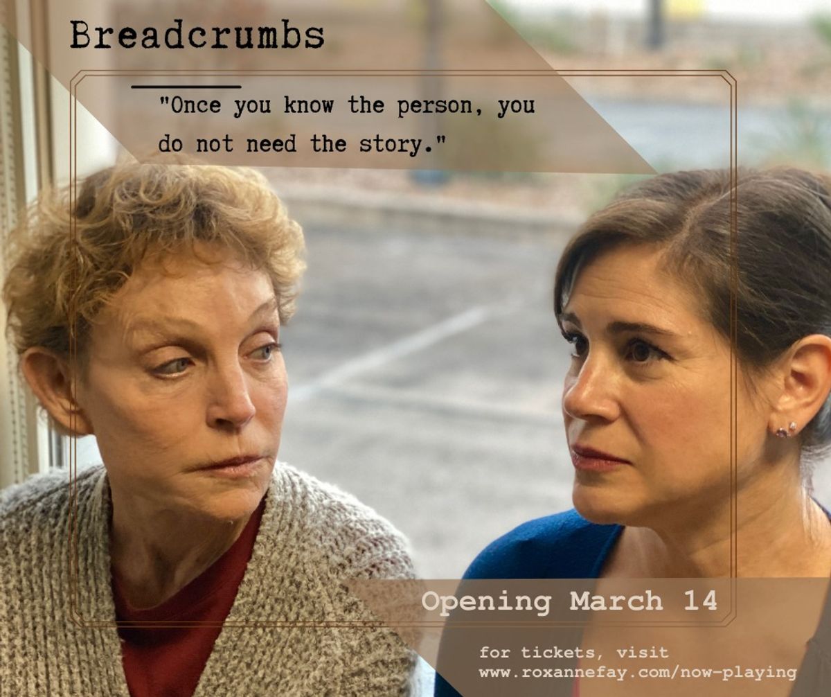 A reclusive writer must sift through memories and delusion to finish her story.
Starring Roxanne Fay and Debbie Yones, directed by Alan Mohney Jr..  Breadcrumbs, written by Jennifer Haley, will be presented by Jobsite Theater on March 14/15/21/22 and presented by Studio Grand Central & The Off-Central Players on March 24 - April 3.  Tickets and more information on the venue websites and at www.roxannefay.com/now-playing
Jobsite at Straz in Tampa: https://www.strazcenter.org/.../Jobsite-Theater-presents...
Studio Grand Central at 2260 1st Ave S in St Pete: 
https://studiograndcentral.com/breadcrumbs