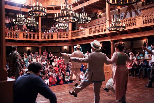 The cast of Twelfth Night dancing. 1