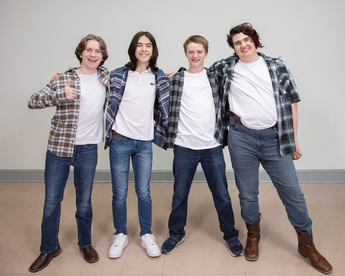 City-kid Ren finds friendship in country-boy Willard (third from left, Liam McKernan of Newtown), as Ren tries to convince the town council to reverse their ban on dancing, with the help of their frie City-kid Ren finds friendship in country-boy Willard (third from left, Liam McKernan of Newtown), as Ren tries to convince the town council to reverse their ban on dancing, with the help of their frie