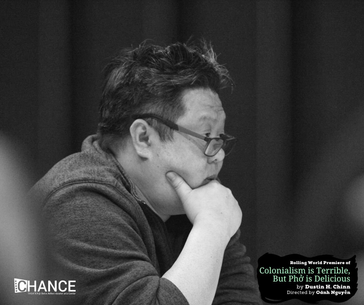 Director Oánh Nguyễn at the first read-thru for the rolling world premiere of "Colinialism is Terrible, But Phở is Delicious" at Chance Theater. Photo by Casey Long. Director Oánh Nguyễn at the first read-thru for the rolling world premiere of "Colinialism is Terrible, But Phở is Delicious" at Chance Theater. Photo by Casey Long.