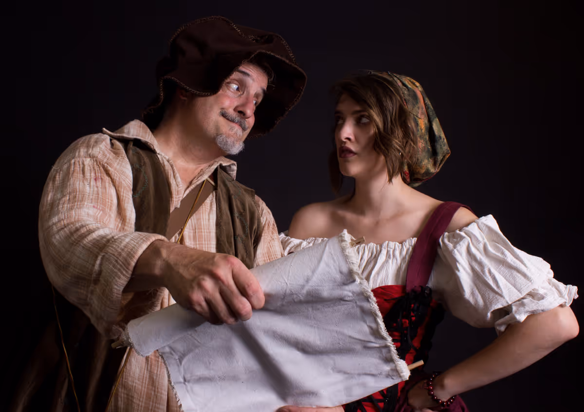 Chris Finetti (Sancho Panza) and Mikayla Thompson (Aldonza/Dulcinea) star in the Ghostlight Theatre Ensemble production of "Man of La Mancha," opening July 13, 2018 at the Theatre at Edna Hill in Brentwood, CA, running through July 22, 2018. Tickets are available at www.ghostlightte.org. Chris Finetti (Sancho Panza) and Mikayla Thompson (Aldonza/Dulcinea) star in the Ghostlight Theatre Ensemble production of "Man of La Mancha," opening July 13, 2018 at the Theatre at Edna Hill in Brentwood, CA, running through July 22, 2018. Tickets are available at www.ghostlightte.org.