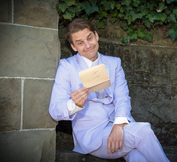 Patrick Russell stars as Biron in Marin Shakespeare Company's outdoor production of "Love's Labour's Lost." British Shakespeare scholar Rob Clare directs Shakespeare’s masterpiece of wordplay telling the story of four young couples who may or may not find love amidst broken vows, disguises and comic confusion. Presented Sept. 1 to Sept. 24, with opening night on Saturday, Sept. 2. 
Photo by Steven Underwood 1