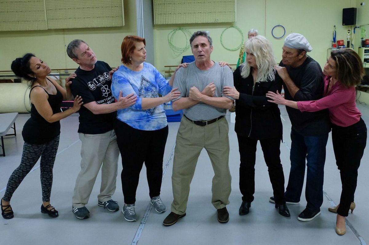 THE GEEZE & ME Cast Includes (left to right): Gabriela Nelson (Sherry), Byron La Due (Howard), Devlin (Kay), Jesse MacKinnon (Dwight), Lorraine Devon Wilke (Helen), Hedges Capers (David) and Susan Benninghoff (Miranda). Photo Credit: Ken Jacques.
www.thegeezeandme.com
March 31-April 29, 2017 at The Tenth Avenue Arts Center, San Diego. THE GEEZE & ME Cast Includes (left to right): Gabriela Nelson (Sherry), Byron La Due (Howard), Devlin (Kay), Jesse MacKinnon (Dwight), Lorraine Devon Wilke (Helen), Hedges Capers (David) and Susan Benninghoff (Miranda). Photo Credit: Ken Jacques.
www.thegeezeandme.com
March 31-April 29, 2017 at The Tenth Avenue Arts Center, San Diego.
