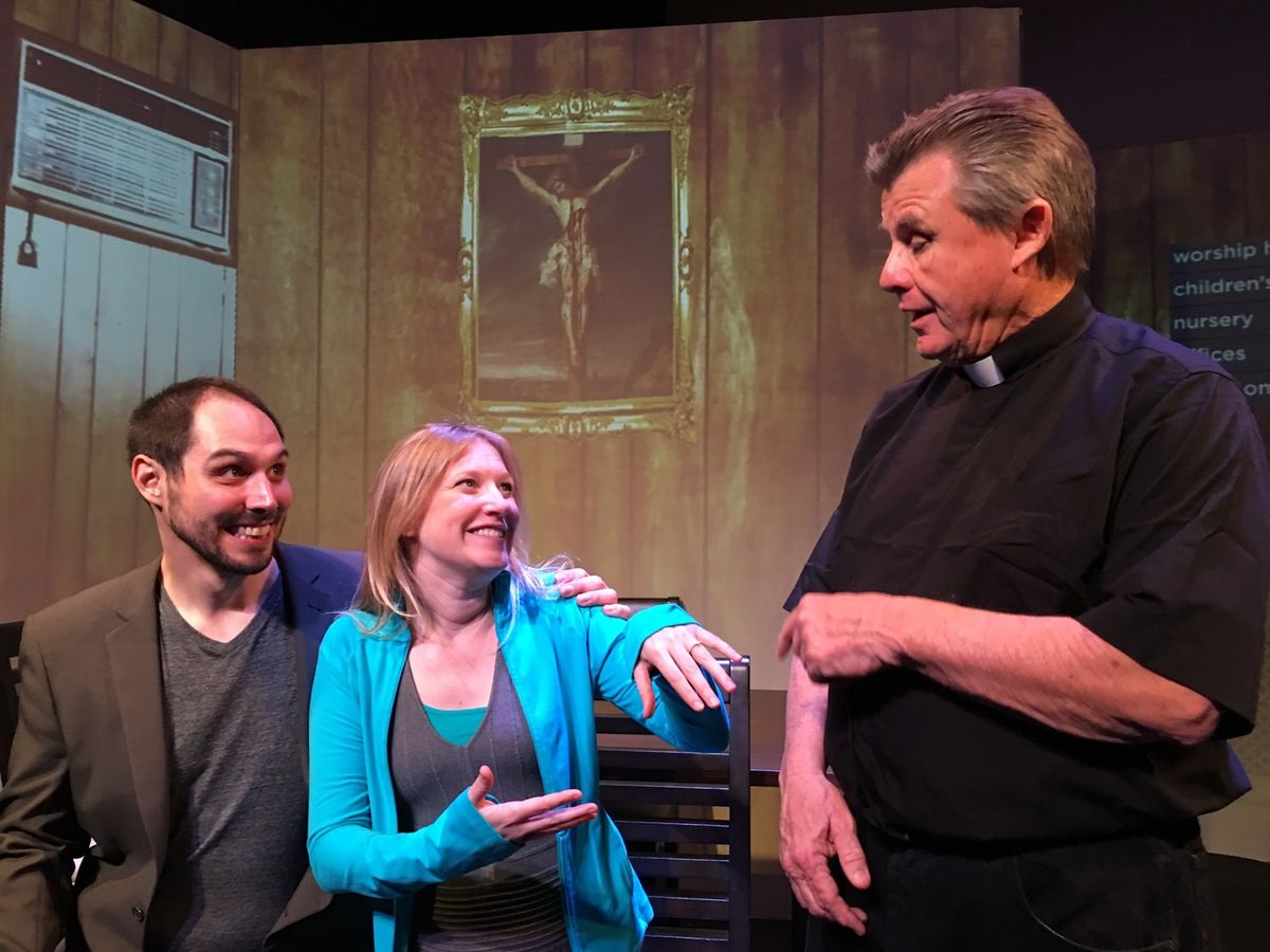 Donald Rizzo, Rebecca Lincoln and Dennis Delsing in World Premiere Production of GOD and SEX
Photo by Cydne Moore