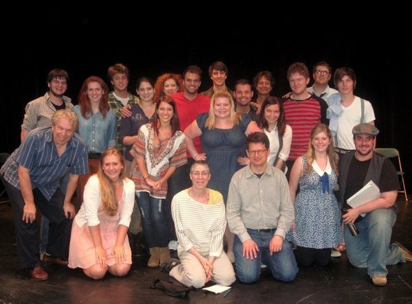 The cast and crew of the 2011 Maymester workshop/staged reading of the new musical "Bigfoot and Other Lost Souls". Most of the cast has stayed the same, although it has shrunk for the actual production. Pictured with Director John Woodson, Writer Adrian Royce, and Composer Mark Hollman. 2