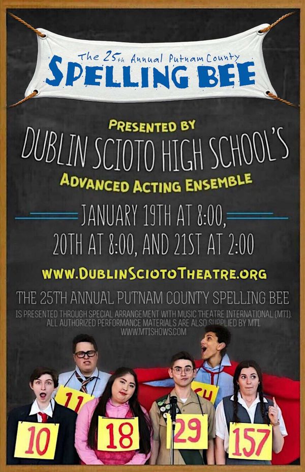Promotional Poster for Dublin Scioto High School's Production of "The 25th Annual Putnam County Spelling Bee" 1