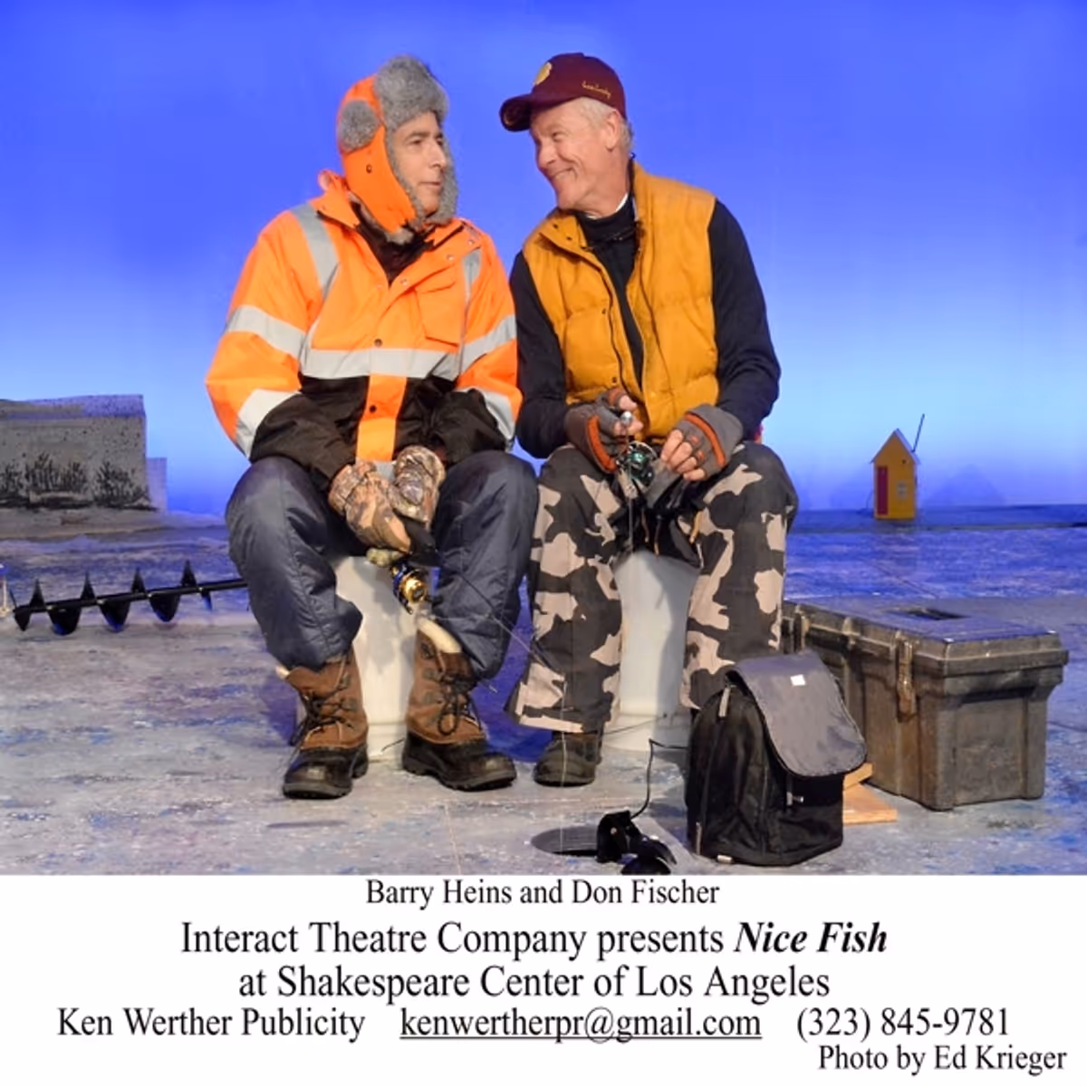 Barry Heins and Don Fischer star in "NICE FISH," presented by Interact Theatre Company at Shakespeare Center of Los Angeles.