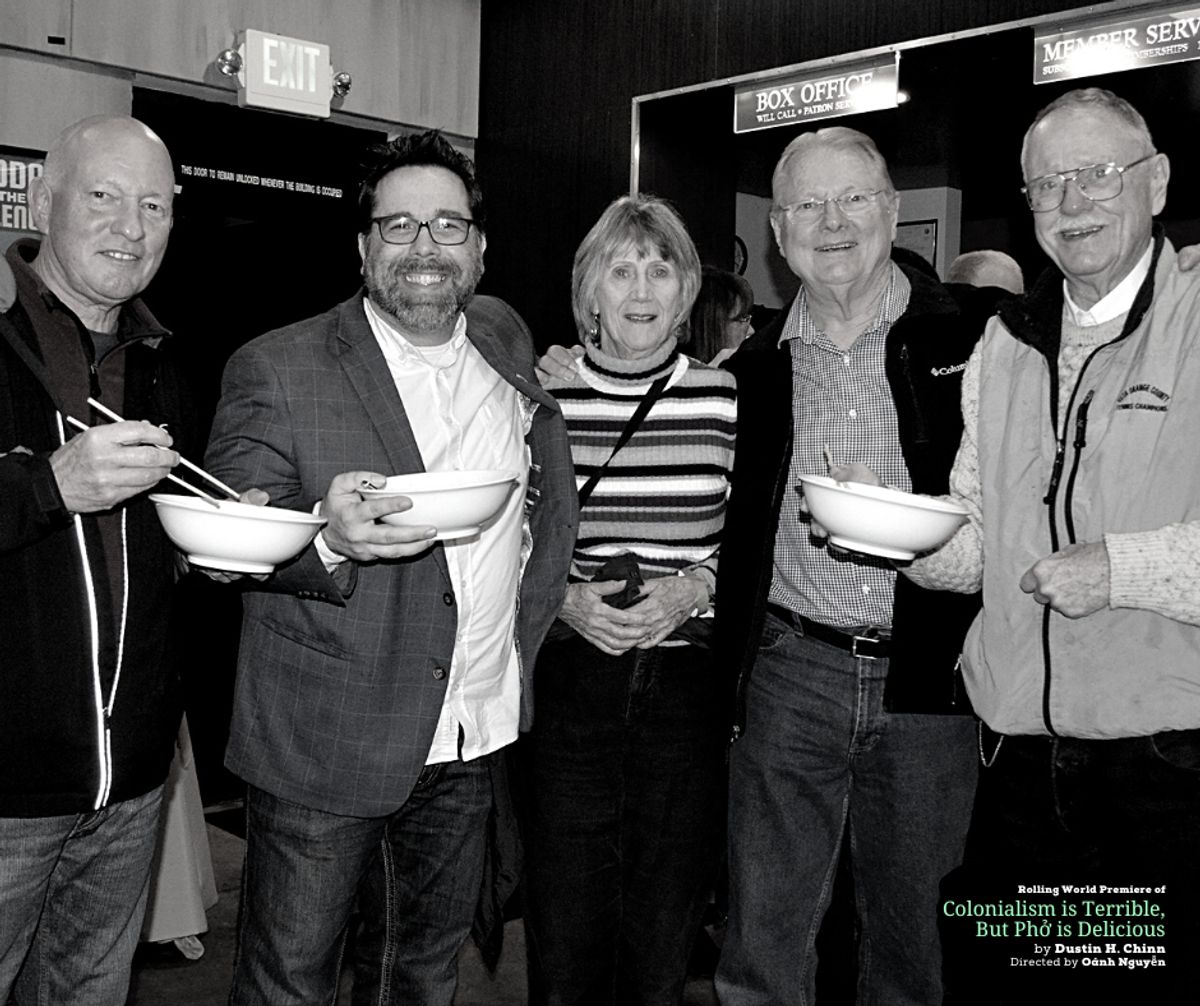 Design Preview Party for the rolling world premiere of "Colonialism is Terrible But Phở is Delicious" at Chance Theater. Photo by Daniel Meyers.