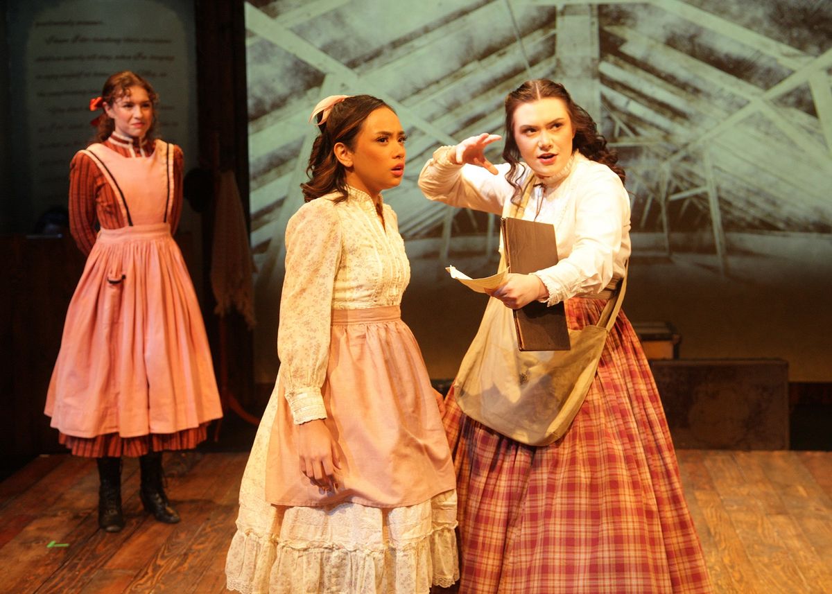 Emily Abeles as Beth March, Camie Del Rosario as Amy March, and Sarah Pierce as Jo March Chance Theater's production of "Little Women - The Broadway Musical" is playing November 25 - December 23, 2022 at Bette Aitken theater arts Center on the Cripe Stage. Music by Jason Howland; Lyrics by Mindi Dickstein; Book by Allan Knee. Based on the novel by Louisa May Alcott. Directed by Casey Long, Music Direction by Gabrielle Maldonado. Emily Abeles as Beth March, Camie Del Rosario as Amy March, and Sarah Pierce as Jo March Chance Theater's production of "Little Women - The Broadway Musical" is playing November 25 - December 23, 2022 at Bette Aitken theater arts Center on the Cripe Stage. Music by Jason Howland; Lyrics by Mindi Dickstein; Book by Allan Knee. Based on the novel by Louisa May Alcott. Directed by Casey Long, Music Direction by Gabrielle Maldonado.