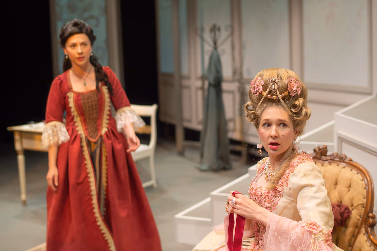 Angela DiMarco as Olympe de Gouges and Shanna Allman as Marie Antoinette.  Photo Credit: Truman Buffett Photography