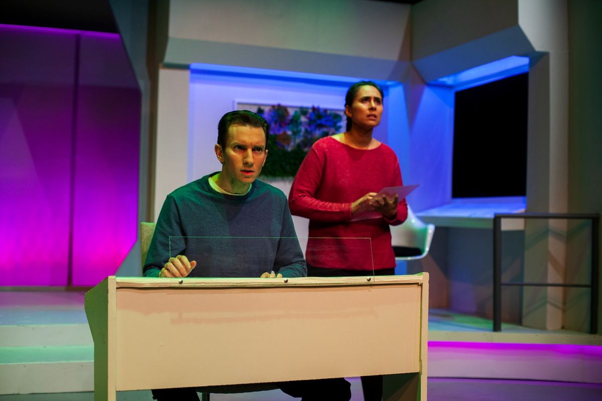 Drew Benjamin Jones and Laura Domingo are Nick and Deanna, two astronauts on a one-way journey into the furthest reaches of space. Photo credit: Michael Kruse Craig. Drew Benjamin Jones and Laura Domingo are Nick and Deanna, two astronauts on a one-way journey into the furthest reaches of space. Photo credit: Michael Kruse Craig.