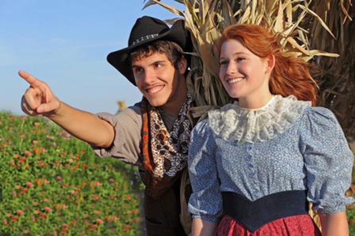 Sonoma State University presents "Oklahoma!" from Feb. 9 to Feb. 19, 2012. The musical is a co-production of the Departments of Music and Theatre Arts & Dance and features (pictured L to R) Vanessa Begley as Laurey and Zachary Hasbany as Curly. Photo by Linnea Mullins. Location: Adobe Farms in Sonoma County, California