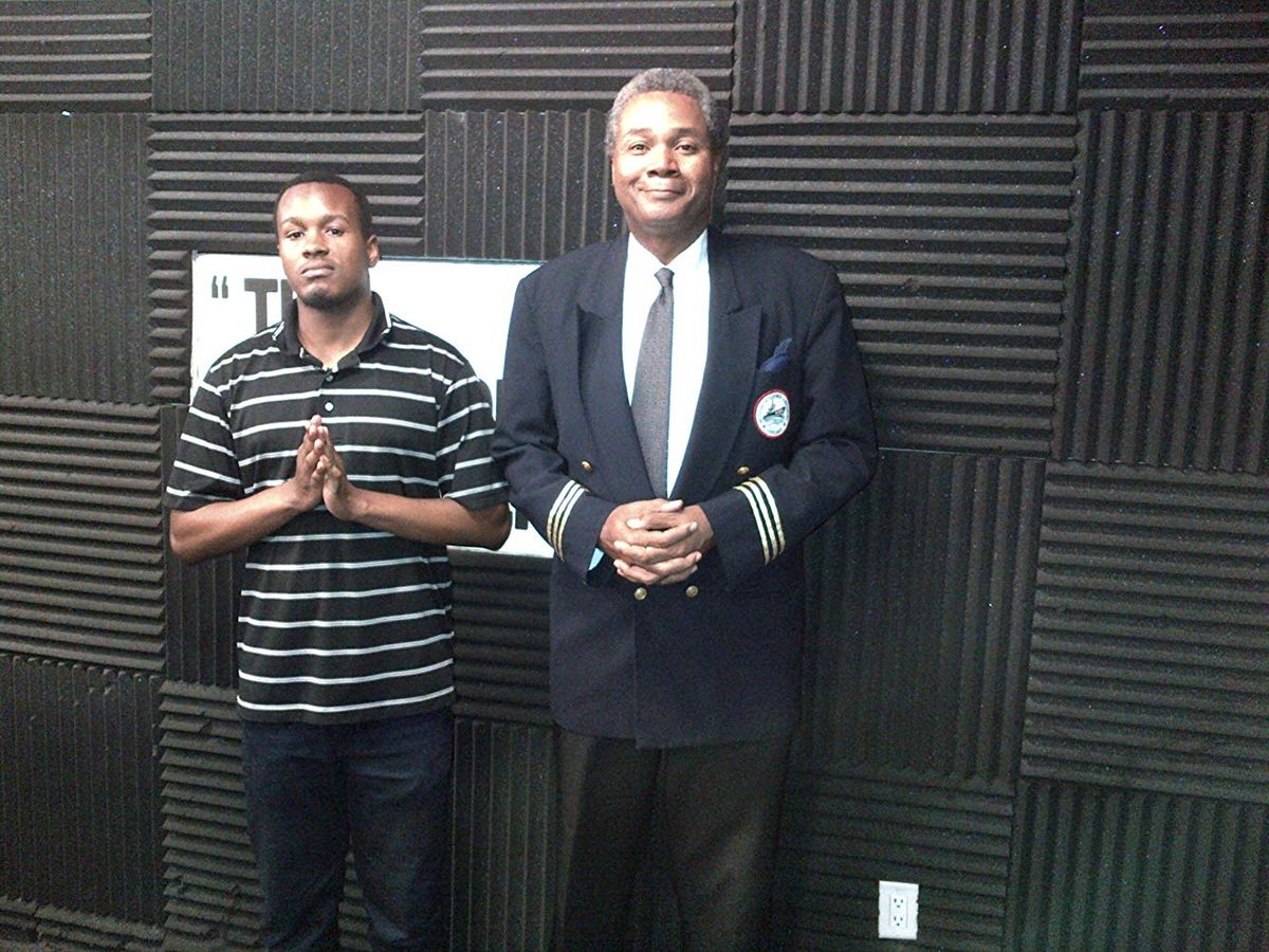 A PLEASED CAST AND CREW PHOTO!: Excaliber Shakespeare Company of Chicago and Excaliber Shakespeare Company Los Angeles Archival Project Founder DARRYL MAXIMILIAN ROBINSON was delighted to take a post-production photo with the multitalented LARON "LP" DAVISTON, who in addition to serving as the Sound Engineer and Video Cameraman for the September 19, 2016 Edition of Ron Brewington's "The Actor's Choice" Episode 2.37, is a gifted DJ, rapper, hip-hop artist and music producer. Photo by Ron Brewington. A PLEASED CAST AND CREW PHOTO!: Excaliber Shakespeare Company of Chicago and Excaliber Shakespeare Company Los Angeles Archival Project Founder DARRYL MAXIMILIAN ROBINSON was delighted to take a post-production photo with the multitalented LARON "LP" DAVISTON, who in addition to serving as the Sound Engineer and Video Cameraman for the September 19, 2016 Edition of Ron Brewington's "The Actor's Choice" Episode 2.37, is a gifted DJ, rapper, hip-hop artist and music producer. Photo by Ron Brewington.