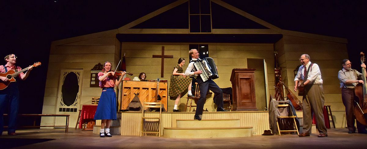 The Rev. Oglethorpe (A.J. Morrison), center, grabs his accordion to play along as the Singing Sanders Family performs "I Wouldn't Take Nothing for My Journey Now" in Smoke on the Mountain. One of the most popular productions at Beef & Boards, Smoke on the Mountain is on stage through June 20. In accordance with safety protocols, audiences are distanced, limited to 250 people, and masks are required. For more information, visit beefandboards.com. The Rev. Oglethorpe (A.J. Morrison), center, grabs his accordion to play along as the Singing Sanders Family performs "I Wouldn't Take Nothing for My Journey Now" in Smoke on the Mountain. One of the most popular productions at Beef & Boards, Smoke on the Mountain is on stage through June 20. In accordance with safety protocols, audiences are distanced, limited to 250 people, and masks are required. For more information, visit beefandboards.com.