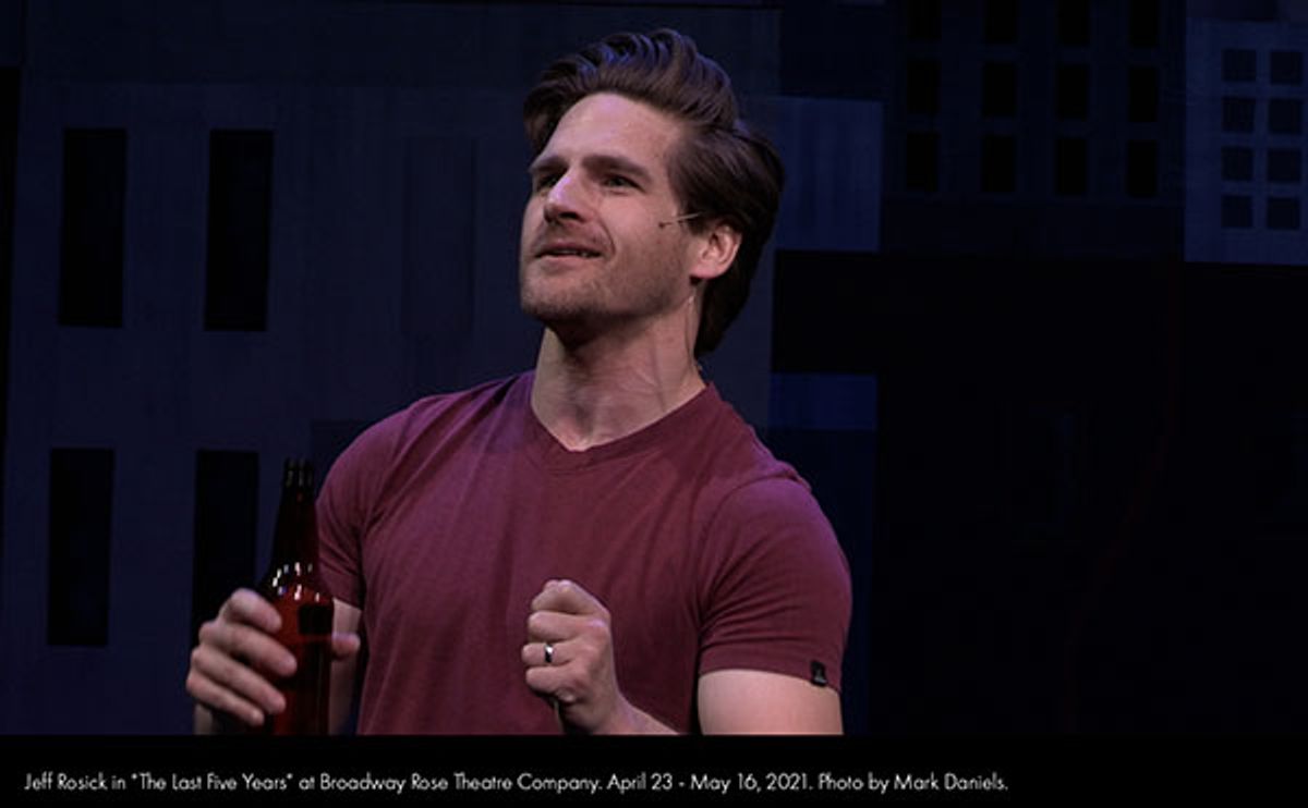 Kailey Rhodes and Jeff Rosick in Broadway Rose's streaming production of "The Last Five Years." Photo by Mark Daniels.