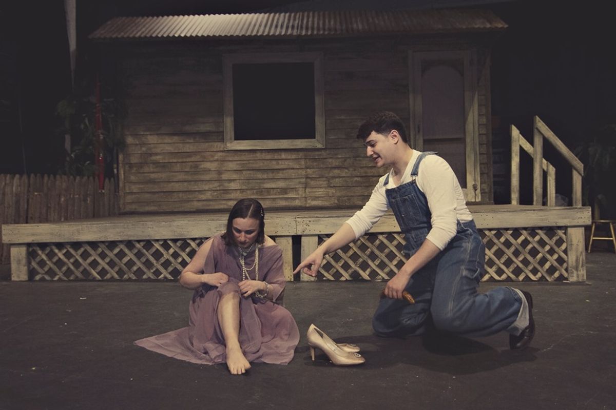 Reesa Nestor as Willie and Joseph Russo as Tom in "This Property is Condemned" as part of THREE BY TENN at the Sherman Playhouse.