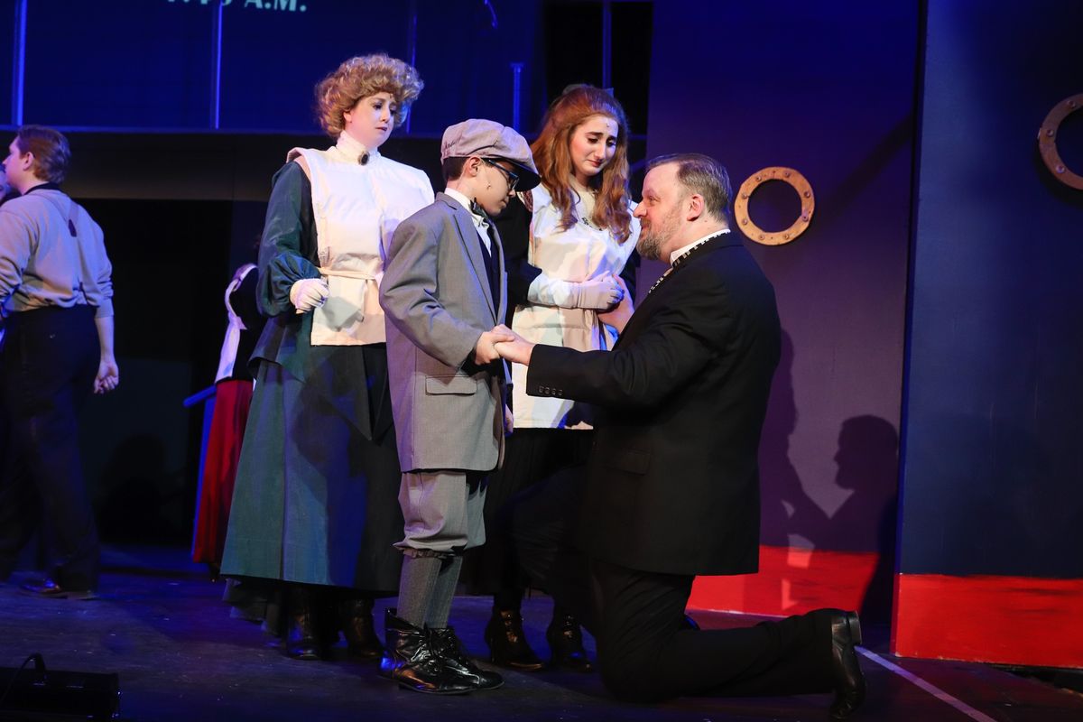 Gregory Chicano, Emma Kassner Strauss, Jaime Zahl, and Dennis Creighton in the dramatic Act II of "Titanic: The Musical" Gregory Chicano, Emma Kassner Strauss, Jaime Zahl, and Dennis Creighton in the dramatic Act II of "Titanic: The Musical"