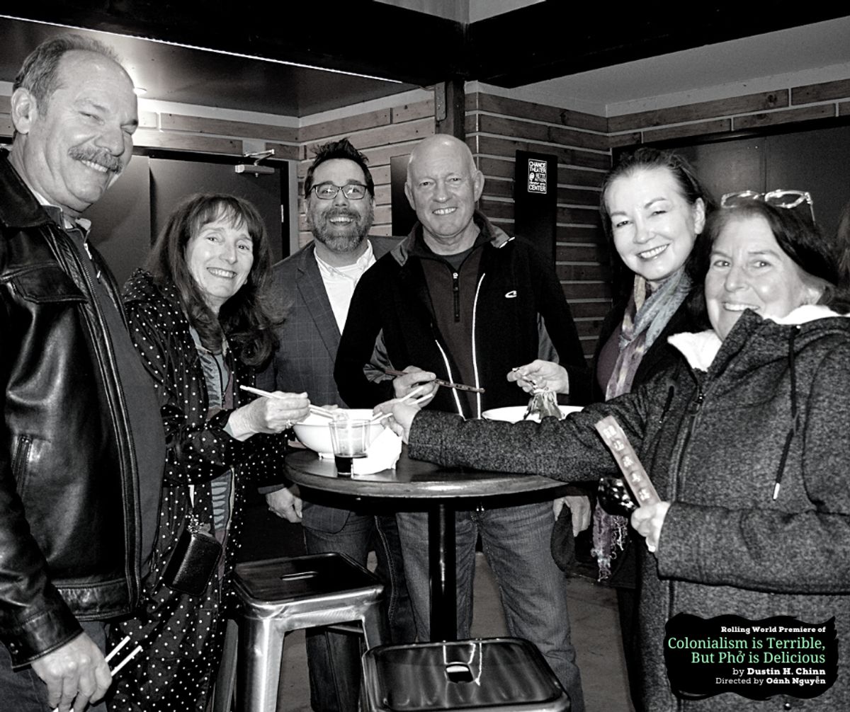 Design Preview Party for the rolling world premiere of "Colonialism is Terrible But Phở is Delicious" at Chance Theater. Photo by Daniel Meyers.