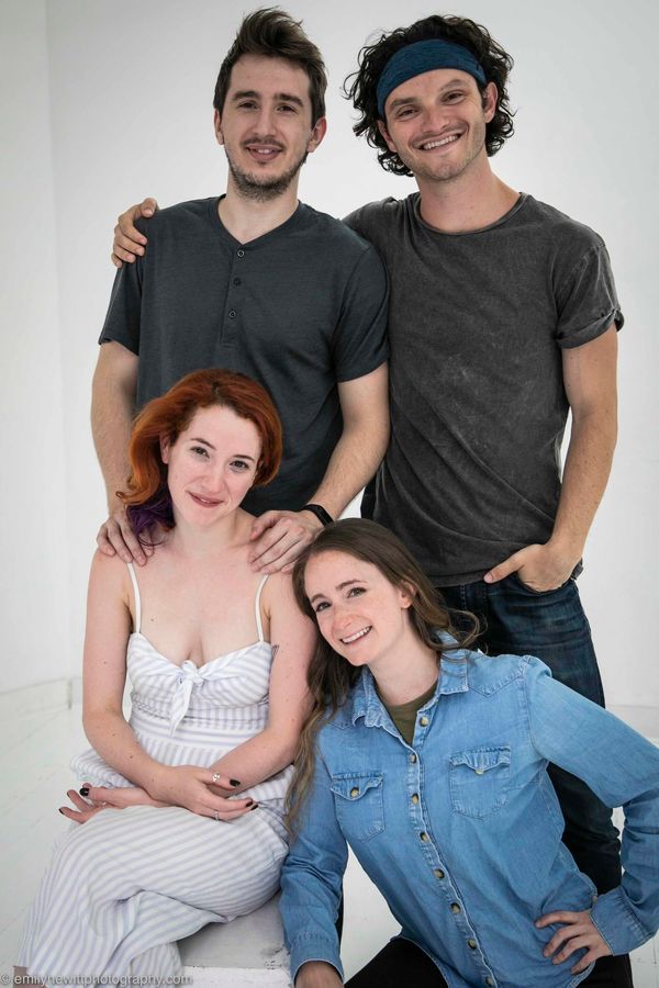 The cast of The Brothers Khan, An American Story: Malka Wallick, Rachel Halper, Almir Kurtic, and Max Beckman. 1