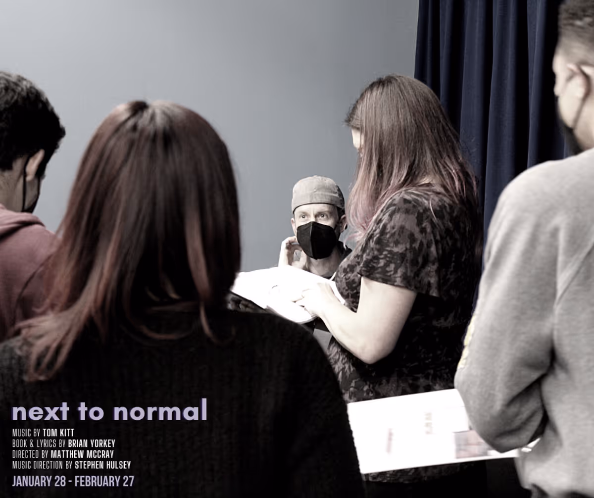 Music rehearsal with musical director Stephen Hulsey for the Pulitzer prize-winning musical, "Next to Normal," which will be running January 28 - February 27, 2022 at Chance Theater in Anaheim, CA. Music by Tom Kitt; Book & Lyrics by Brian Yorkey; Directed by Matt McCray; Music Direction by Stephen Hulsey. Photos by Camryn and Casey Long. 