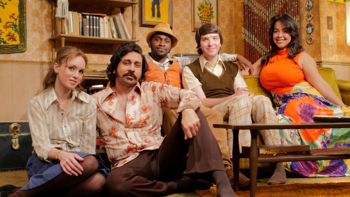 From left to right: Audra Torres as Ginny, Faheem Bacchus as Bobby, Sean Philippe as Steve, Joshua Fulmer as Jerry, and Natalie Bulajic as Catherine in SAY GOODNIGHT, GRACIE at Theater On The Edge  © Marco DiGeorge; Use provided courtesy of Theater On The Edge