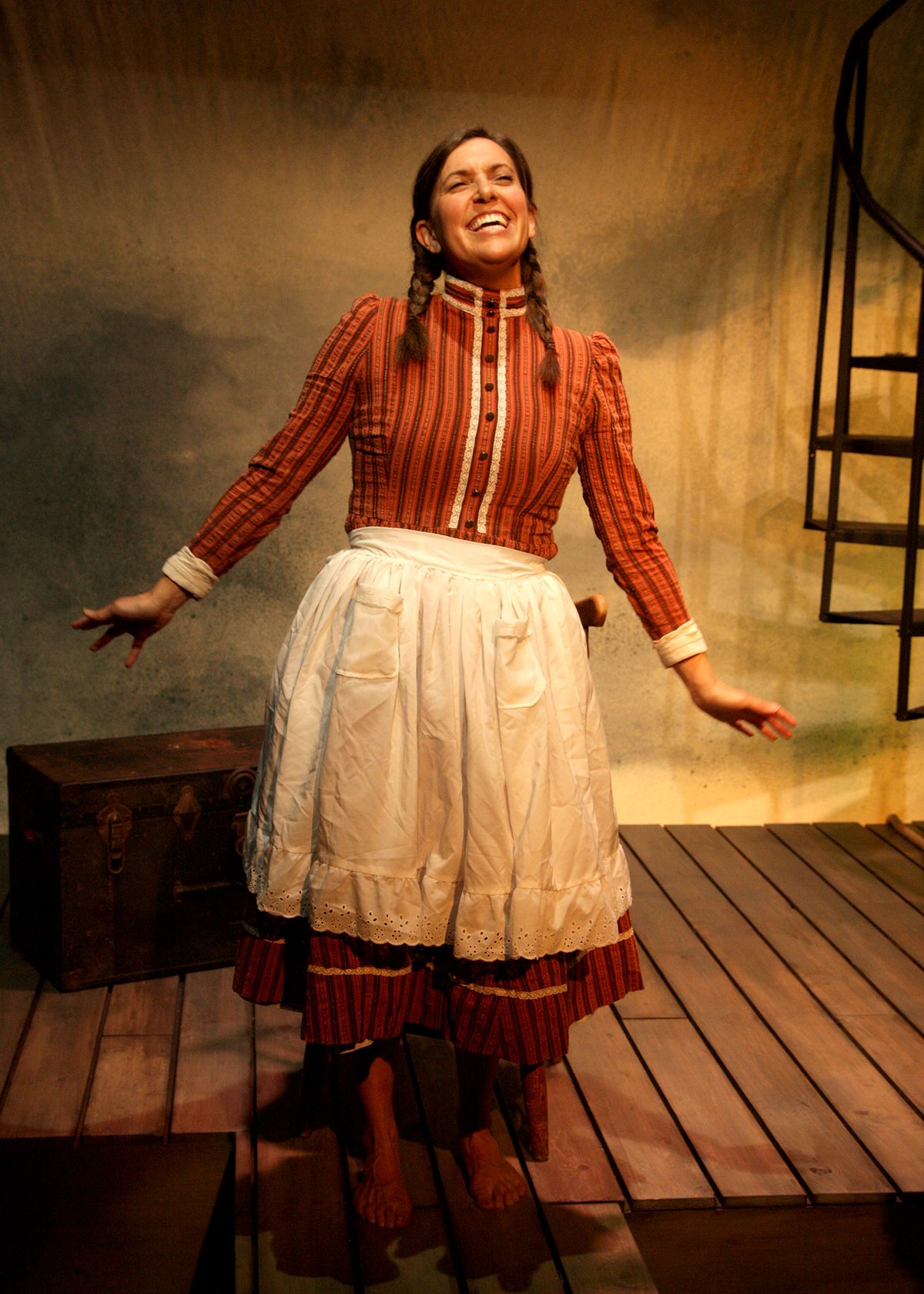 Aubrey Saverino as Abigail Burgess in the world premiere of "Matinicus: The Story of Abigail Burgess" playing May 5 - June 4, 2023 at Bette Aitken theater arts Center on the Fyda-Mar stage at Chance Theater. Written by Jenny Connell Davis; Directed by Katie Chidester. Photo by Doug Catiller.