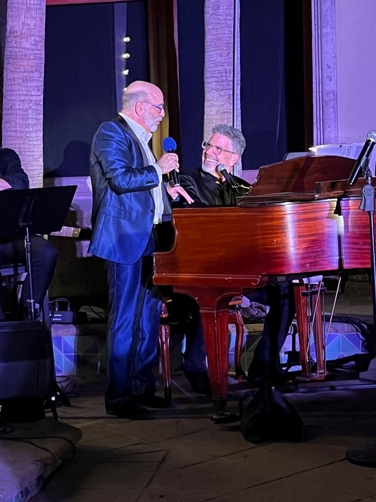 Brian Seth Hurst and MIchael rland prepare to take suggestions from the audience and compose songs on the fly.