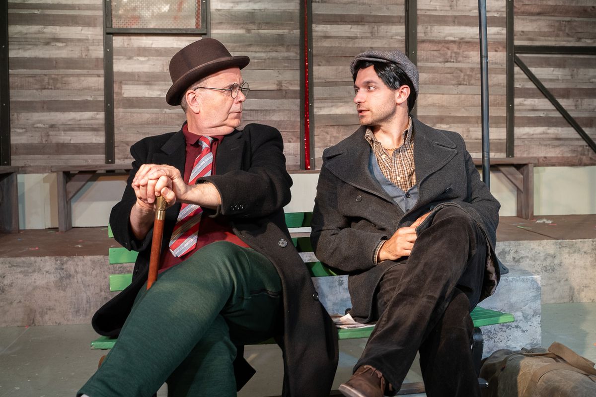 Uncle Freddie (Patrick Horan) and Max (Brandon Conti) in a scene from BENT playing from June 14th to June 29th at Nutley Little Theatre.