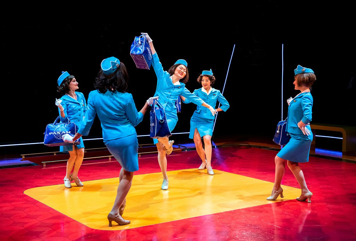 The cast of Catch Me If You Can running March 4 through April 17 at Arena Stage at the Mead Center for American Theater. Photo by Margot Schulman.