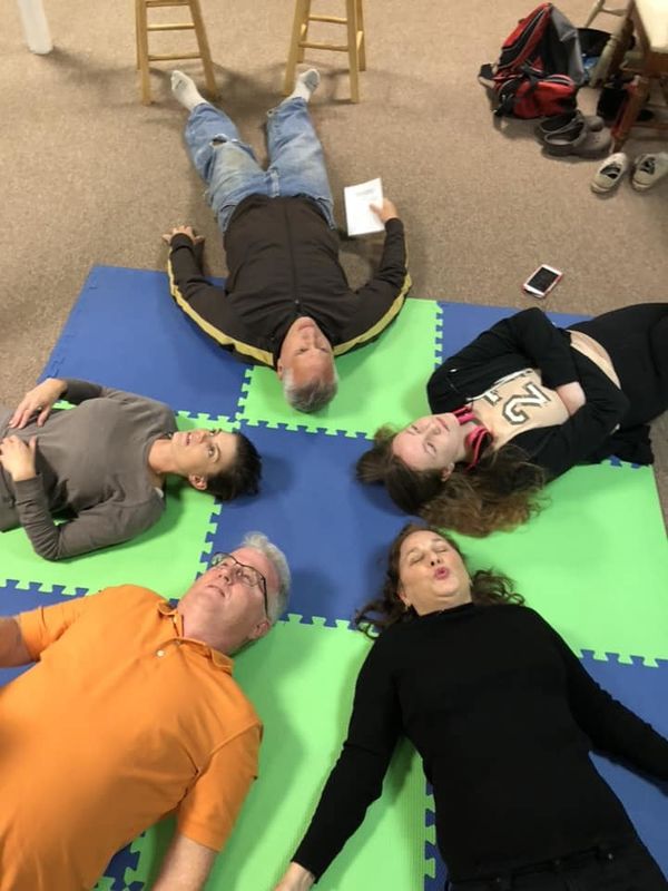 Cast of Circle Mirror Transformation Rehearsal 1