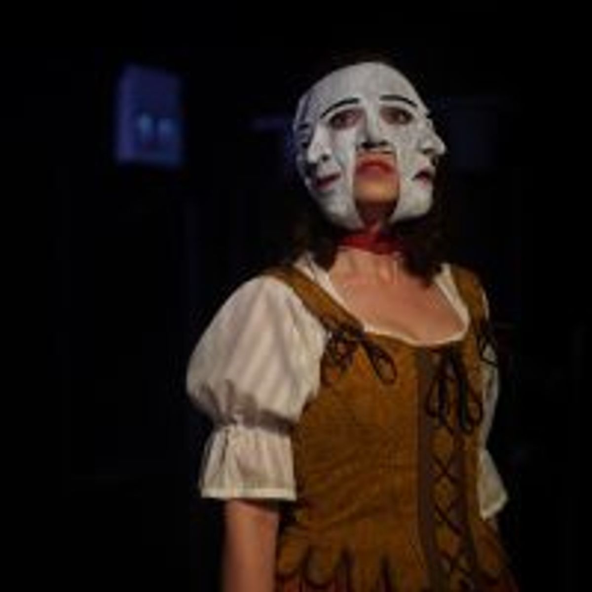 Sara Copeland (Charlotte Corday) in Organic Theater’s production of The Revolutionists, directed by Bryan Wakefield, assistant director Julia Rufo, May 29 – July 8, 2018. Photo by Anna Gelman.