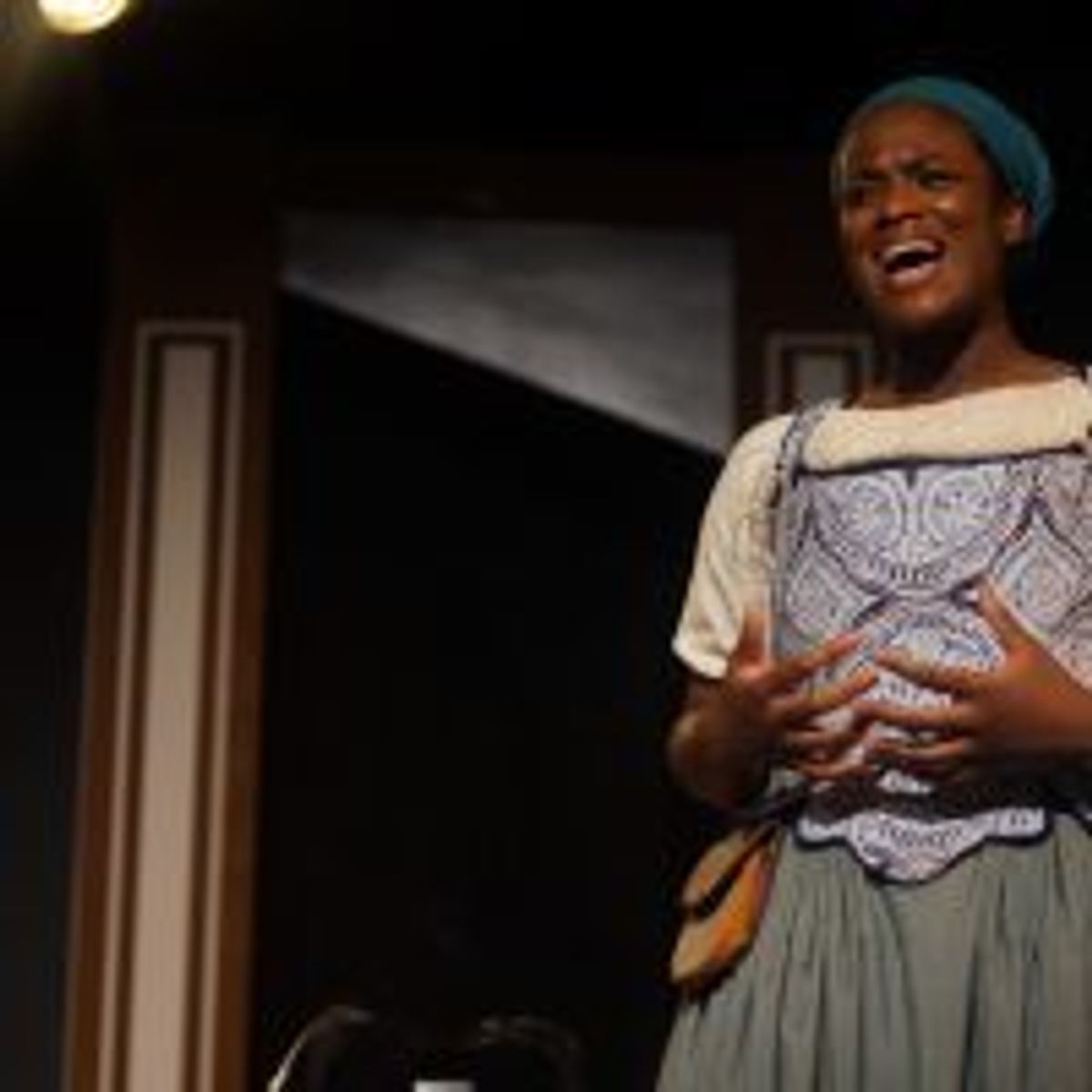 Taylor Raye (Marianne Angelle) in Organic Theater’s production of The Revolutionists, directed by Bryan Wakefield, assistant director Julia Rufo, May 29 – July 8, 2018. Photo by Anna Gelman.