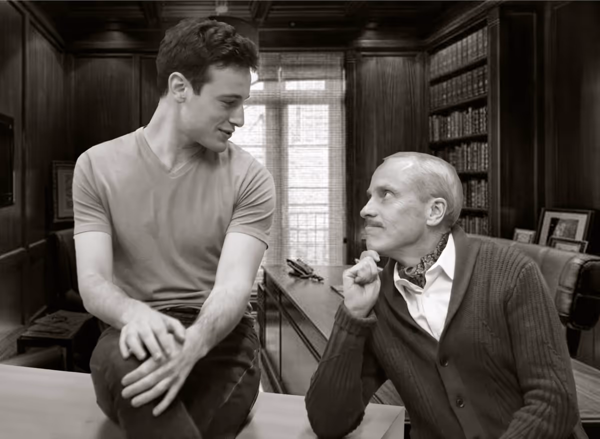 Pictured left to right: Jake Soss as Clifford Anderson and John Fisher* as Sidney Bruhl in Ira Levin? s Classic Thriller DEATHTRAP; A Theatre Rhinoceros Production at The Gateway Theatre; Photo by David Wilson.*Member, Actors? Equity Association. Photo by David Wilson.