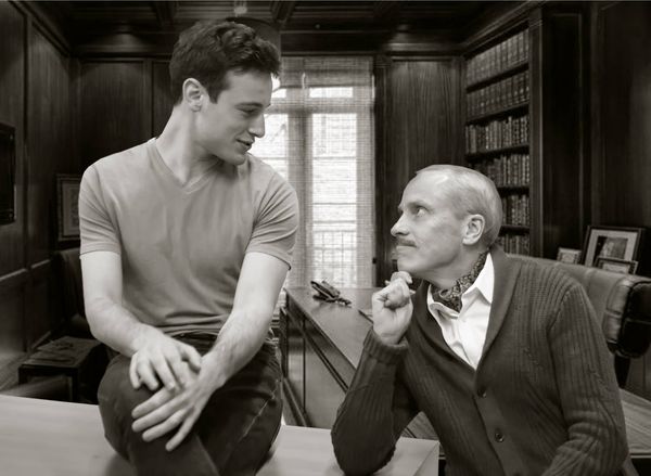 Pictured left to right: Jake Soss as Clifford Anderson and John Fisher* as Sidney Bruhl in Ira Levin? s Classic Thriller DEATHTRAP; A Theatre Rhinoceros Production at The Gateway Theatre; Photo by David Wilson.*Member, Actors? Equity Association. Photo by David Wilson. 1
