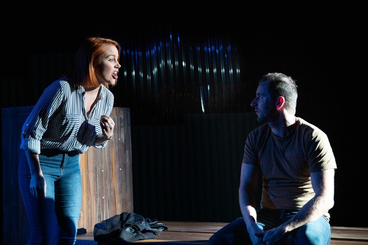 Amelia Robertson-Cuninghame and Tom Harwood in Boy Out of the Country at the Bondi Pavilion Theatre. Image Credit: Noni Carroll