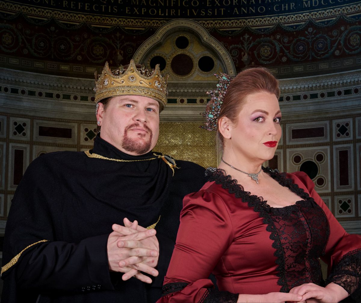 Matt Harris plays King Sextimus the Silent, and Andrea Hough portrays Queen Aggravain in Desert Stages Theatre's Mainstage production of ONCE UPON A MATTRESS, June 3 - 12, 2022. Matt Harris plays King Sextimus the Silent, and Andrea Hough portrays Queen Aggravain in Desert Stages Theatre's Mainstage production of ONCE UPON A MATTRESS, June 3 - 12, 2022.