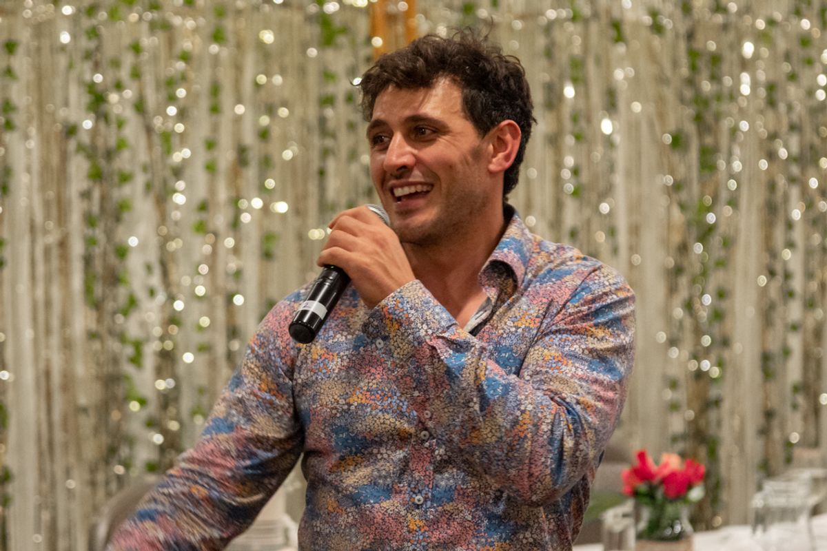 Ricky giving the Best Man''s speech