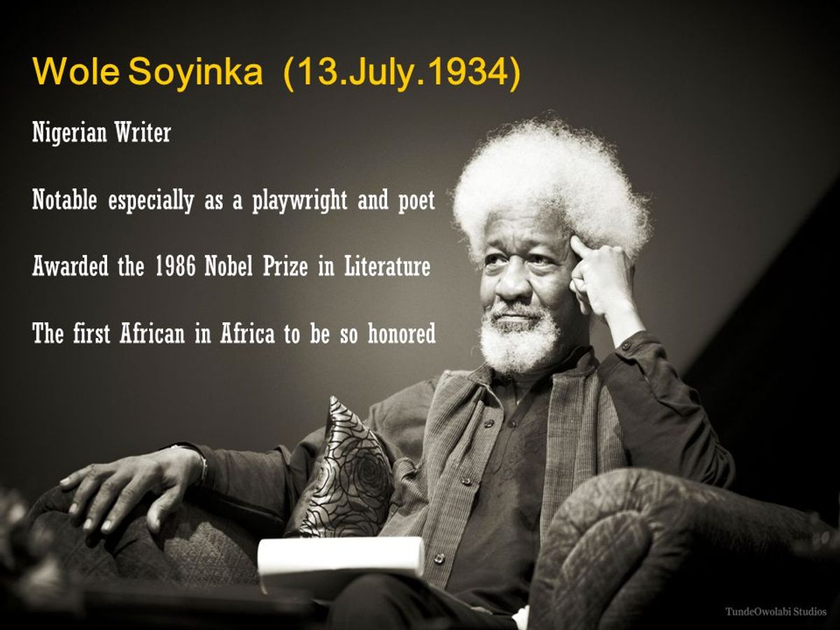 AUTHOR OF THE POWERFUL DRAMA "THE STRONG BREED"!: The great African playwright Wole Soyinka is noted for his play "The Strong Breed", which actor Darryl Maximilian Robinson had the pleasure of appearing as The Old Man in for a revival staging at The Austin Town Hall Cultural Center Center and Park of Chicago in 1980.