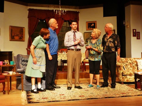 Irene Blend, Dennis Maddux, Andy Massey, Petra Allen and Paul Anderson in OVER THE RIVER AND THROUGH THE WOODS at OCTA - 9/5/14-9/21/14 (Photo by Rob Hallifax) 4