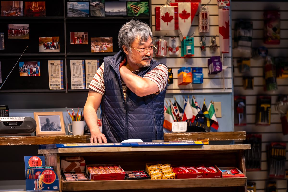 Ins Choi in Kim?s Convenience (2025). A Soulpepper Production in association with American Conservatory Theater & Adam Blanshay Productions. Photo by Dahlia Katz