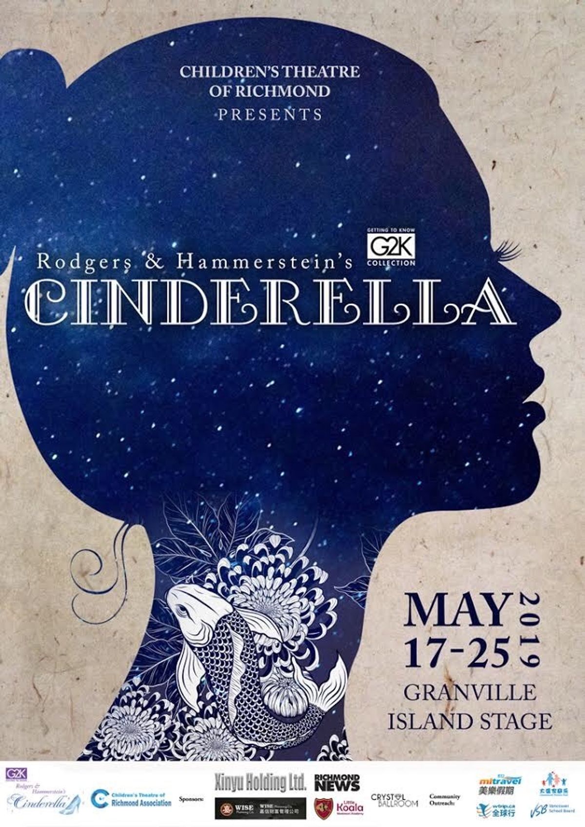 Rodger's & Hammerstein's Cinderella show poster, presented by the Children's Theatre of Richmond Association. 