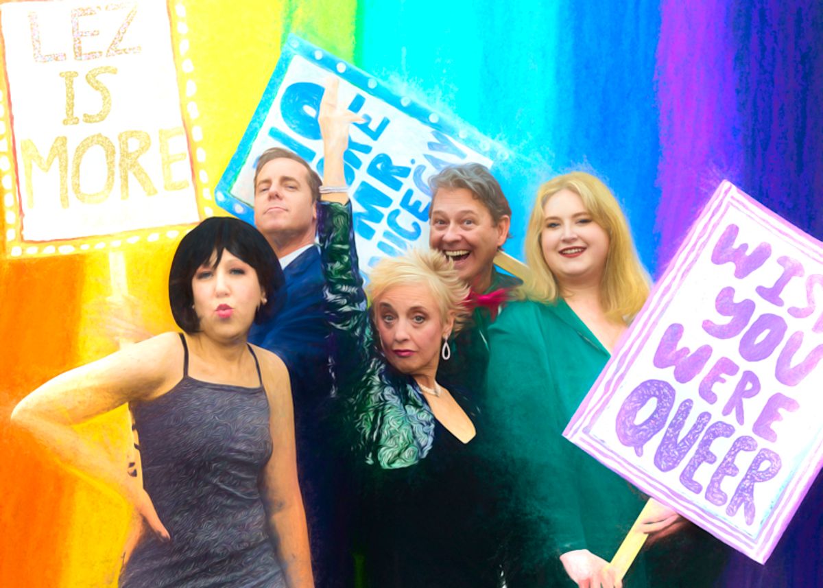 The Broadway Crew (from L to R) – Angie (Michelle Ward), Trent (Tim White), DeeDee (Melissa Broder), Barry (Jeff Parsons), and Sheldon (Caitlin Rose Jurewicz) – ready to change some lives and open up some minds.
Photo Credit: Chris Hietikko Photography