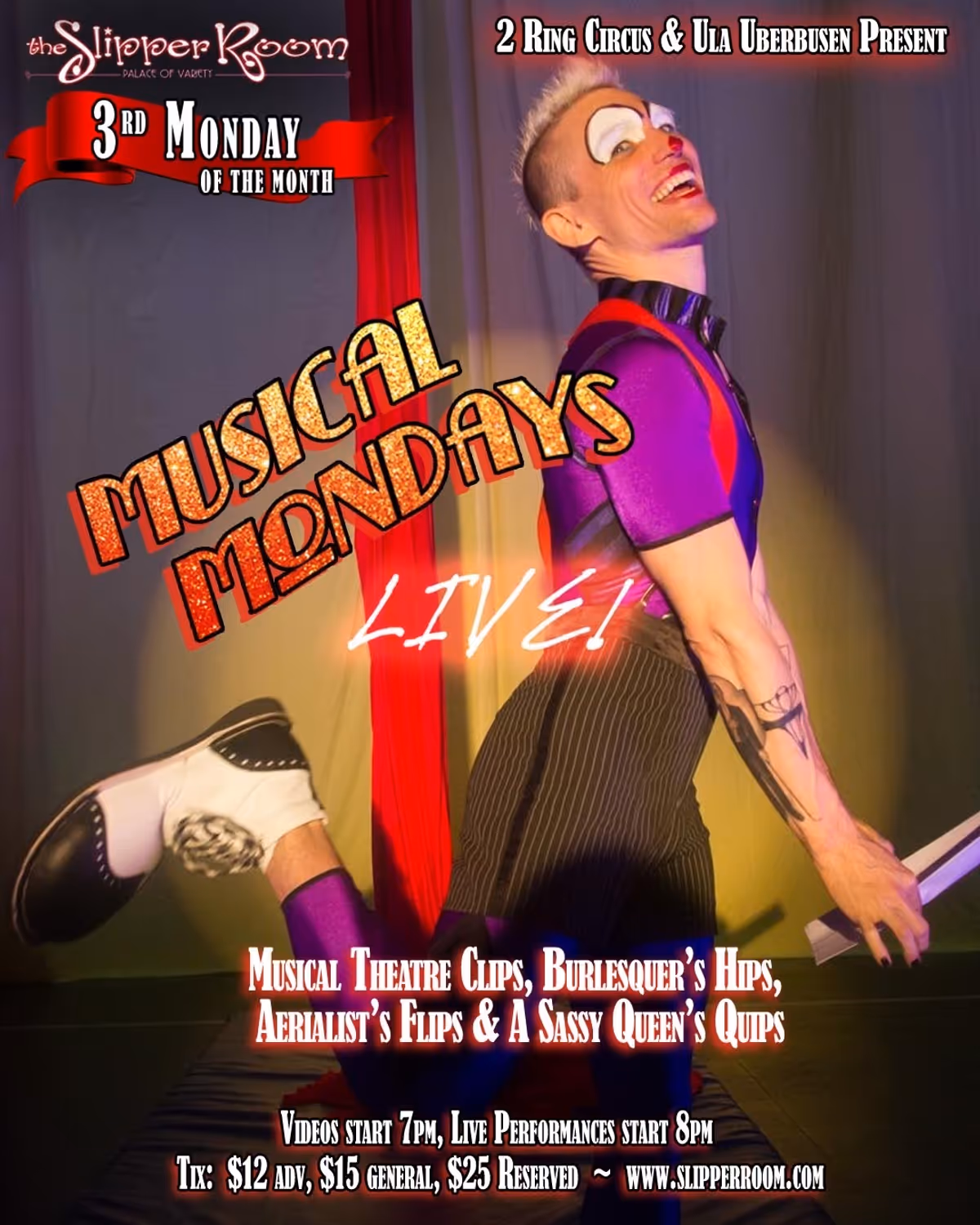 Co-creator of Musical Mondays: Live!, Joshua Dean is an award-winning aerialist & burlesquer. ??? Come see him on February 18th at the Slipper Room - and you just might get a glimpse of his alter-ego #JojoTheClown! ??????? Videos at 7pm, Live Show at 8pm. ? Slipperroom(dot)com ??? #musicalmondayslive is presented by @ulauberbusen & @2ringcircus and continues on the 3rd Monday of the month at the @slipperroomnyc. The February 18 edition features performances by @eve.starr @iambenfranklin @aerialjosh @ulauberbusen @mr.jackbarrow & @_theivoryfox_ ??? #musicalmondays #live #burlesque #boylesque #nycburlesque #cabaret #dragqueen #nycdrag #nycnightlife #burlesqueshow #singalong #broadway #musicaltheatre #showtunes #2ringcircus #nyc #circus #aerial #thingstodonyc #mondaynight #slipperroom #slipperroomnyc #liveentertainment Co-creator of Musical Mondays: Live!, Joshua Dean is an award-winning aerialist & burlesquer. ??? Come see him on February 18th at the Slipper Room - and you just might get a glimpse of his alter-ego #JojoTheClown! ??????? Videos at 7pm, Live Show at 8pm. ? Slipperroom(dot)com ??? #musicalmondayslive is presented by @ulauberbusen & @2ringcircus and continues on the 3rd Monday of the month at the @slipperroomnyc. The February 18 edition features performances by @eve.starr @iambenfranklin @aerialjosh @ulauberbusen @mr.jackbarrow & @_theivoryfox_ ??? #musicalmondays #live #burlesque #boylesque #nycburlesque #cabaret #dragqueen #nycdrag #nycnightlife #burlesqueshow #singalong #broadway #musicaltheatre #showtunes #2ringcircus #nyc #circus #aerial #thingstodonyc #mondaynight #slipperroom #slipperroomnyc #liveentertainment