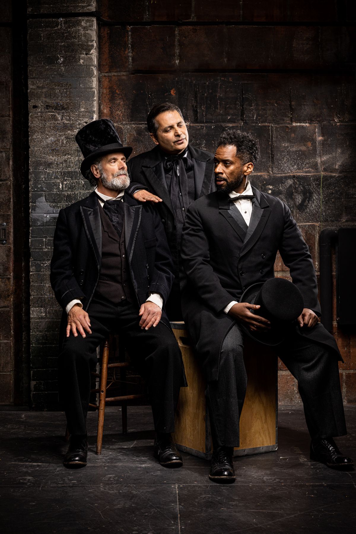 Steven Skybell, Firdous Bamji, Joshua David Robinson; photo by Nile Hawver. The Lehman Trilogy running June 13-July 16, 2023 at The Huntington Theatre 264 Huntington Ave. Boston, MA 02115
