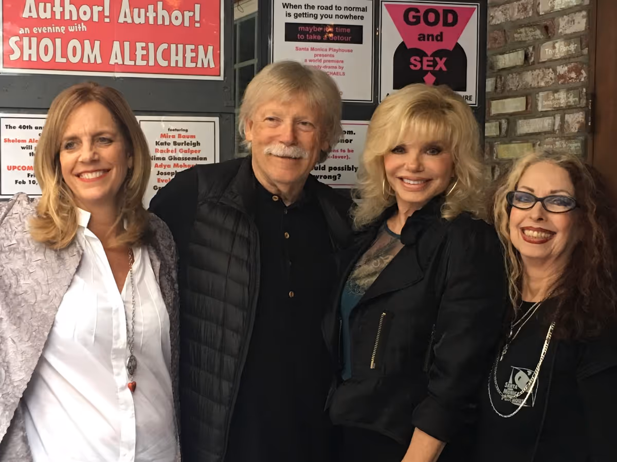 Playwright Wendy Michaels with Actress Loni Anderson, Emmy nominated Actress Evelyn Rudie (Elosie, A Gift of Love), and Director Chris DeCarlo Opening of GOD and SEX at Santa Monica Playhouse. Photo by Cydne Moore